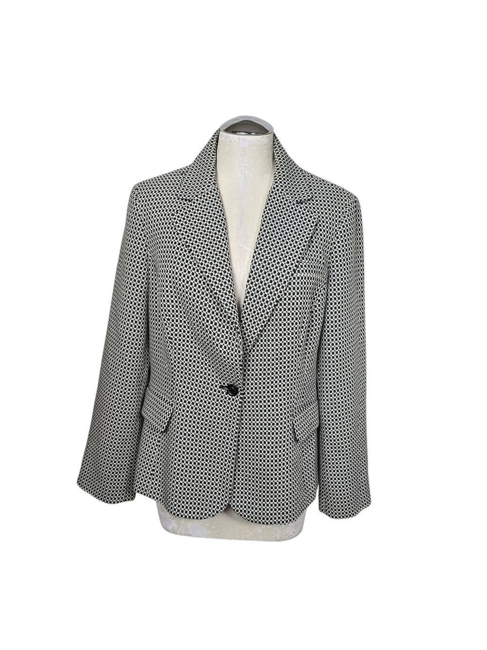 Jones Wear Black White 1 Button Down Blazer 14